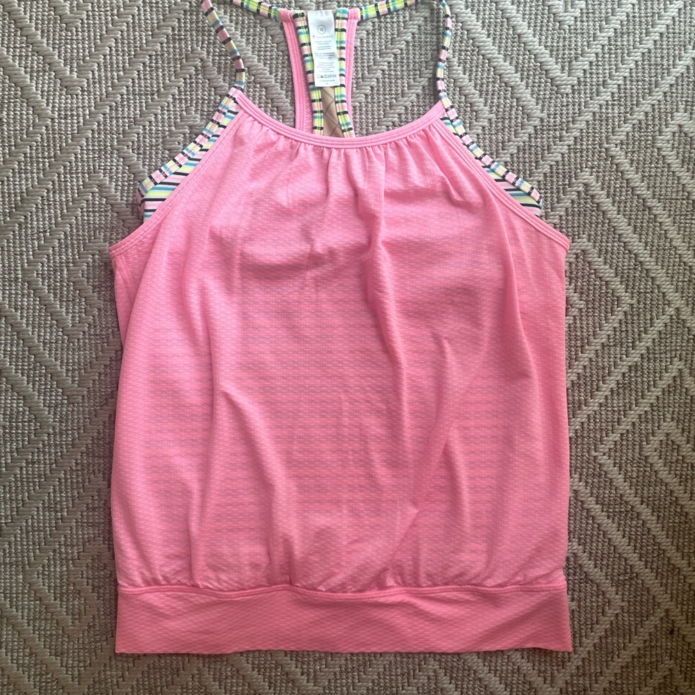 Ivivva Girls Vibrant Pink Tank Top with Stripes